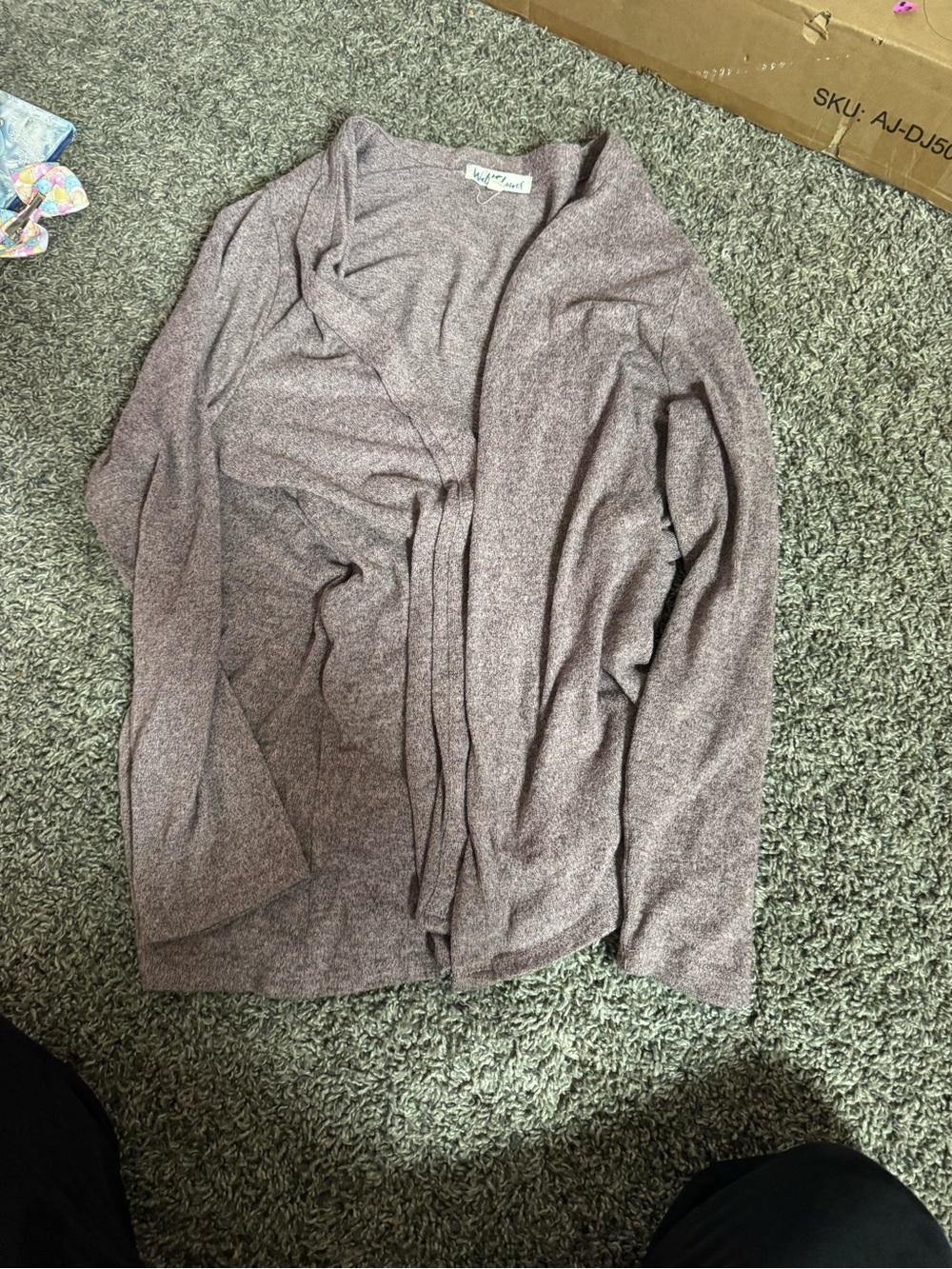 Wildflowers Heathered Mauve Knit Cardigan